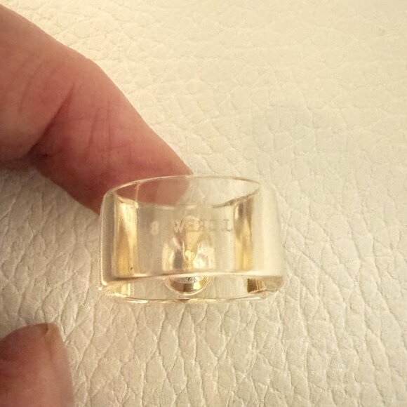 J.CREW CHUNKY CLEAR LUCITE STATEMENT RING GOLD TONE BEZEL CRYSTAL SIZE 8 MODERN - Picture 7 of 7